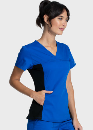 Cherokee Workwear Revolution Women's V-Neck Knit Panel Top