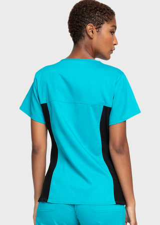 Cherokee Workwear Revolution Women's V-Neck Knit Panel Top