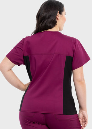 Cherokee Workwear Revolution Women's V-Neck Knit Panel Top