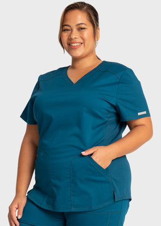 Cherokee Workwear Revolution Women's Soft Shaped V-Neck Top