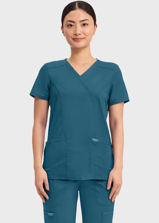 Cherokee Workwear Revolution Womens Mock Wrap Top