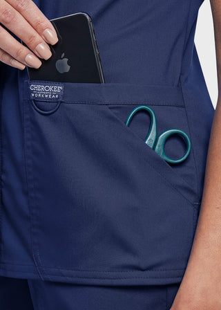 Cherokee Workwear Revolution Women's Snap Front V-Neck Top