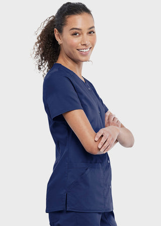 Cherokee Workwear Revolution Women's Snap Front V-Neck Top