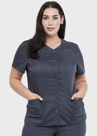 Cherokee Workwear Revolution Women's Snap Front V-Neck Top