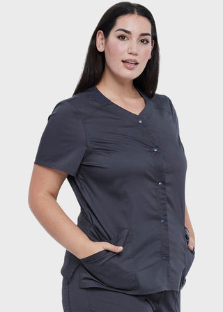 Cherokee Workwear Revolution Women's Snap Front V-Neck Top