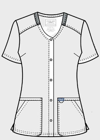 Cherokee Workwear Revolution Women's Snap Front V-Neck Top