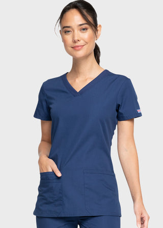 Cherokee Workwear Women's Contemporary Fit V-neck Top