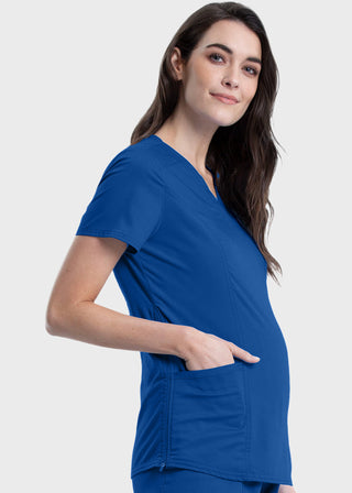 Cherokee Workwear Revolution Women's Maternity Mock Wrap Top