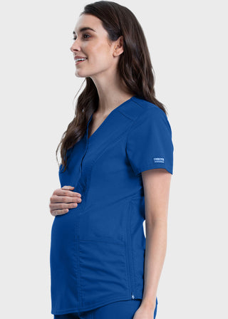 Cherokee Workwear Revolution Women's Maternity Mock Wrap Top