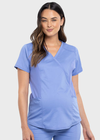 Cherokee Workwear Revolution Women's Maternity Mock Wrap Top