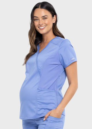Cherokee Workwear Revolution Women's Maternity Mock Wrap Top