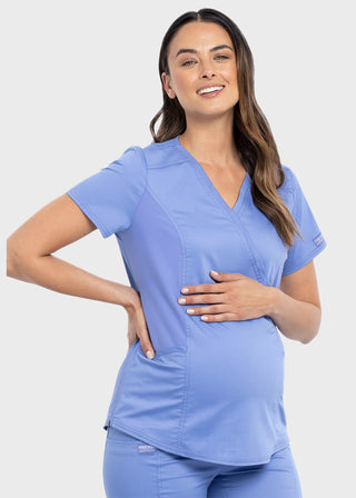 Cherokee Workwear Revolution Women's Maternity Mock Wrap Top