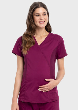 Cherokee Workwear Revolution Women's Maternity Mock Wrap Top