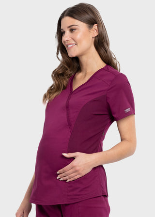 Cherokee Workwear Revolution Women's Maternity Mock Wrap Top