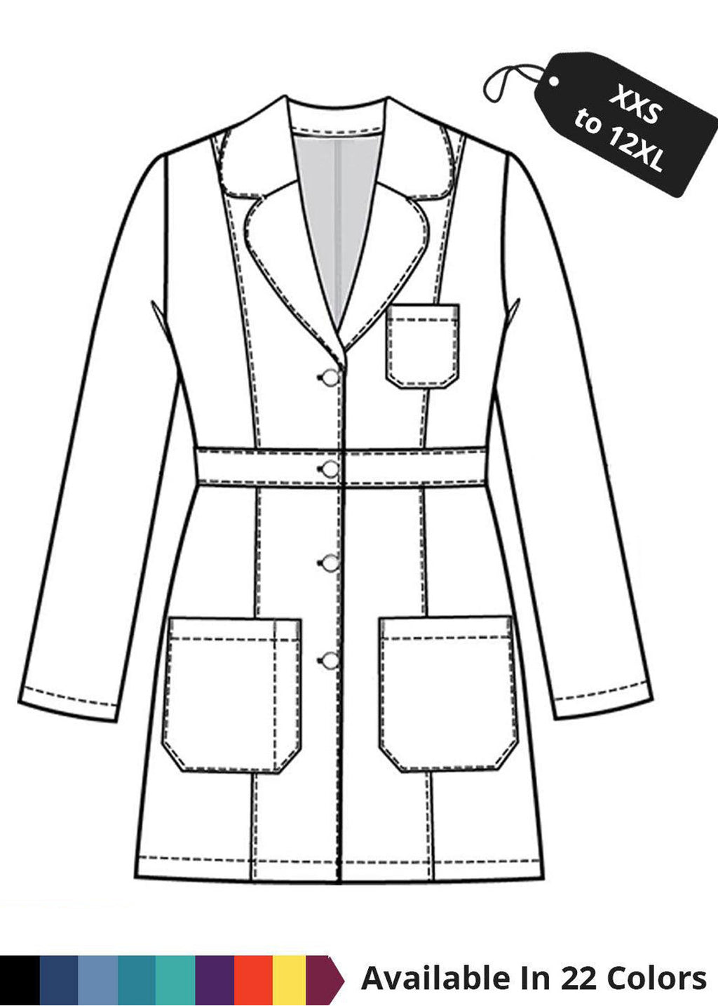 PU Made to Order Women's 34 inches Medical Lab Coat