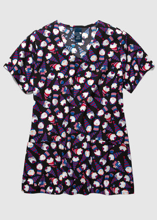Zoe+Chloe Performance Women's  V-Neck Print Scrub Top In U.S. OF YAY