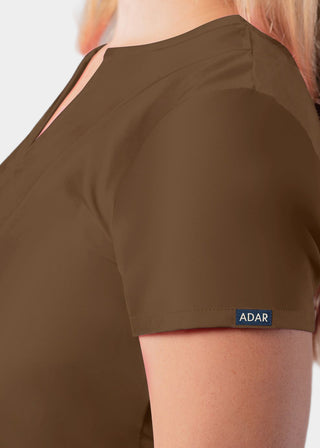 Adar Women's Bib Front Smock V-neck scrub Top