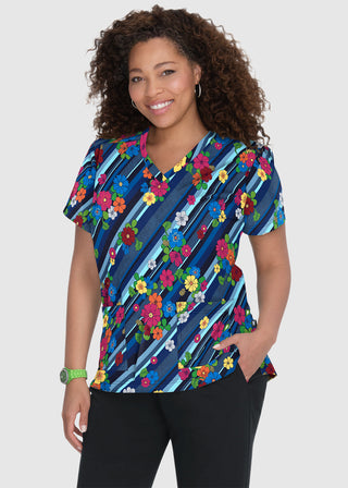 Koi French Bull by koi Lulu Women's Calypso Print Scrub Top