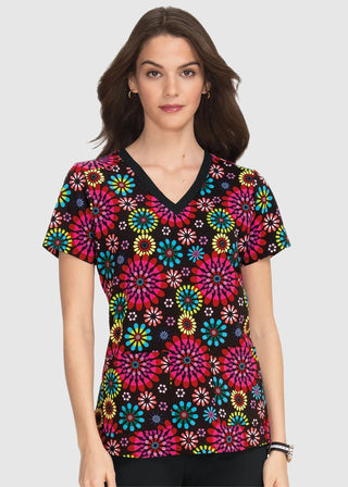 Koi French Bull by koi Lulu Women's Festival Print Scrub Top