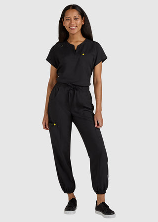 koi SmileyWorld Ecstatic Women's Zipper-Neck Scrub Top