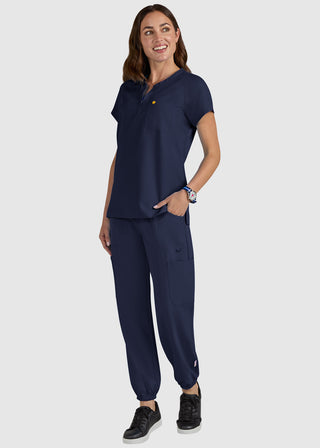 koi SmileyWorld Ecstatic Women's Zipper-Neck Scrub Top