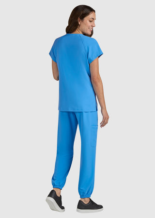 koi SmileyWorld Ecstatic Women's Zipper-Neck Scrub Top