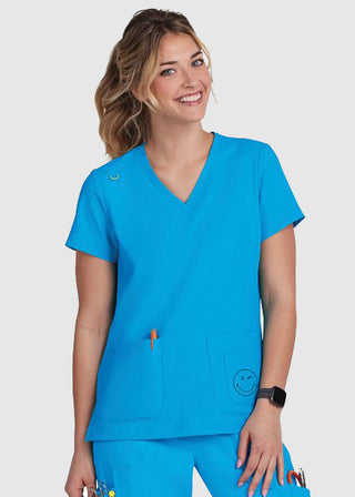 Koi SmileyWorld Blissful Women's 3-Pocket V-Neck Scrub Top