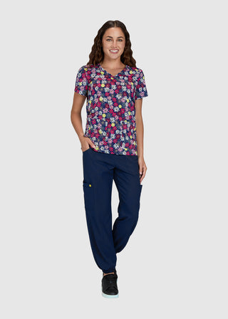 Koi SmileyWorld Adoring Women's Smile Daisy Print Scrub Top