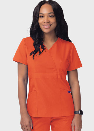 Adar Sivvan Women's Mock Wrap Top And Cargo Pant Scrub Set